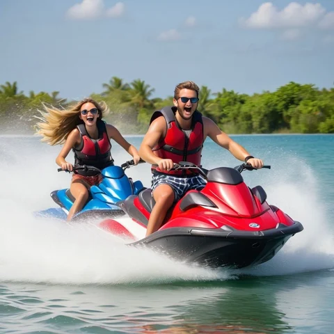 Thrilling jet ski adventure on crystal clear waters